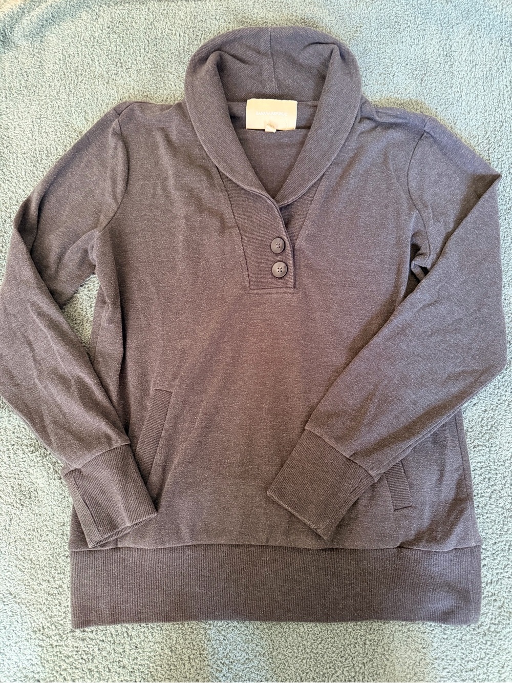 Banana Republic Charcoal Shawl-Collar Knit Pullover